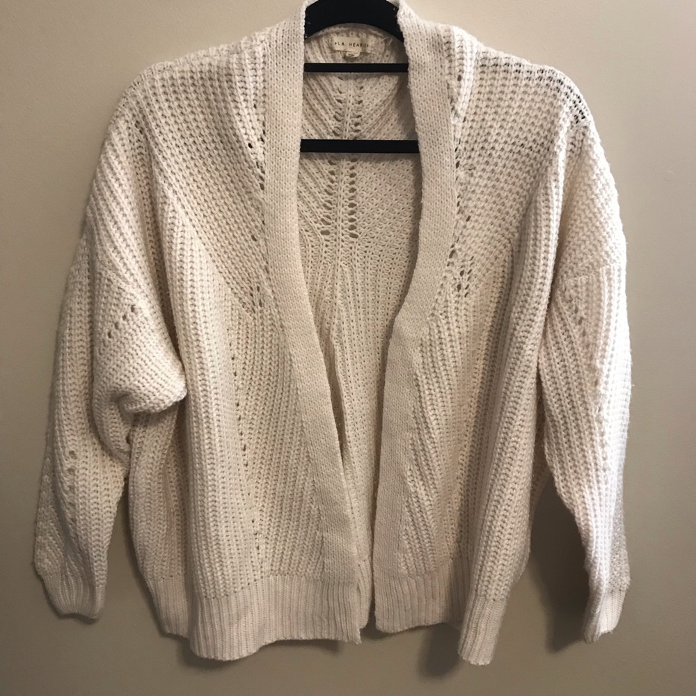Off-white chunky knit oversized cardigan sweater
